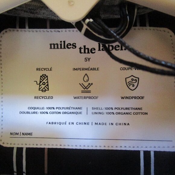 Miles the Label Grid Print on Black Hooded Raincoat 5Y NEW! - Picture 5 of 12
